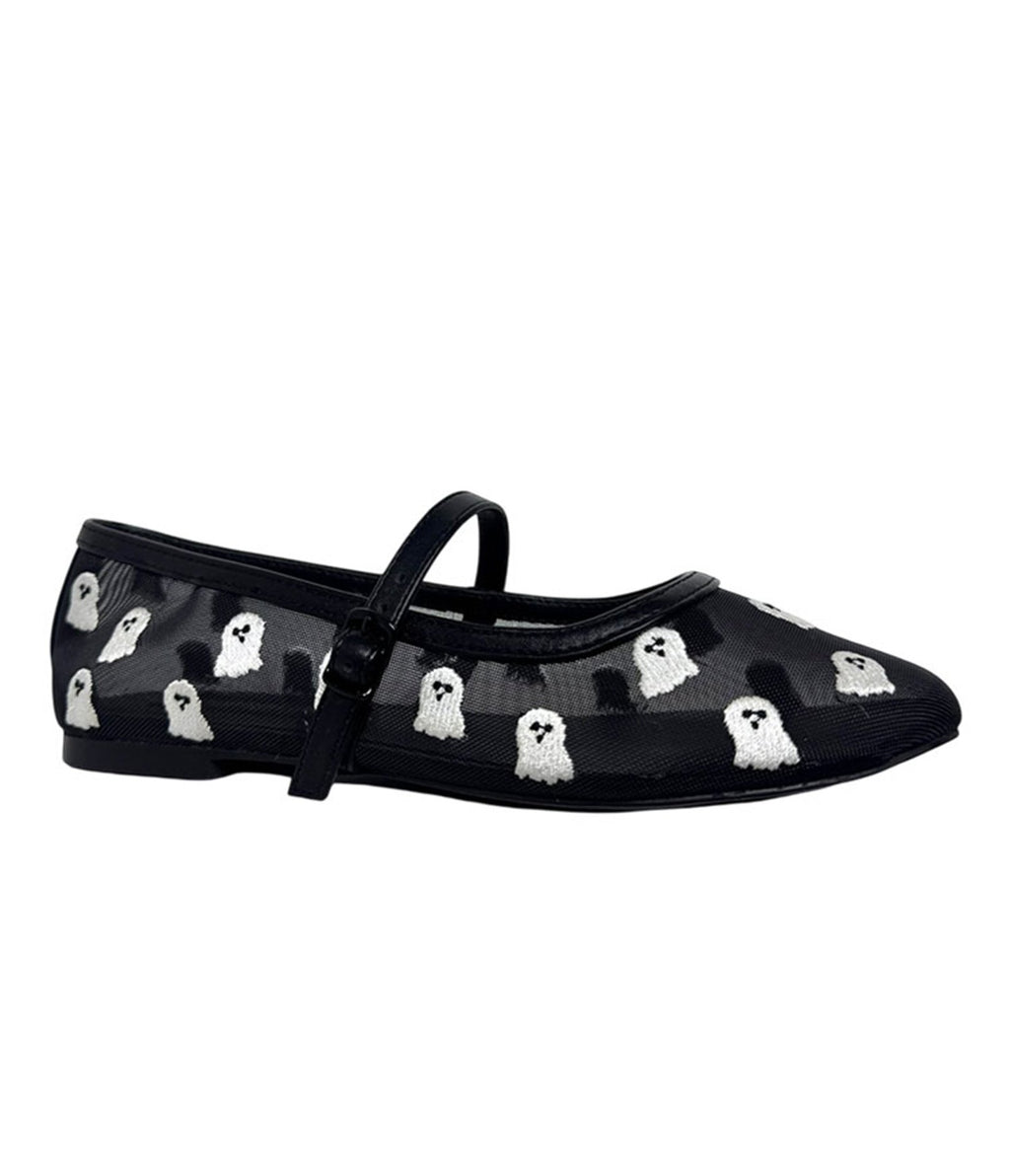 Black & White Ghosts Helena Flats - Unique Vintage - Womens, SHOES, FLATS