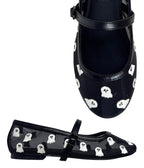 Black & White Ghosts Helena Flats - Unique Vintage - Womens, SHOES, FLATS