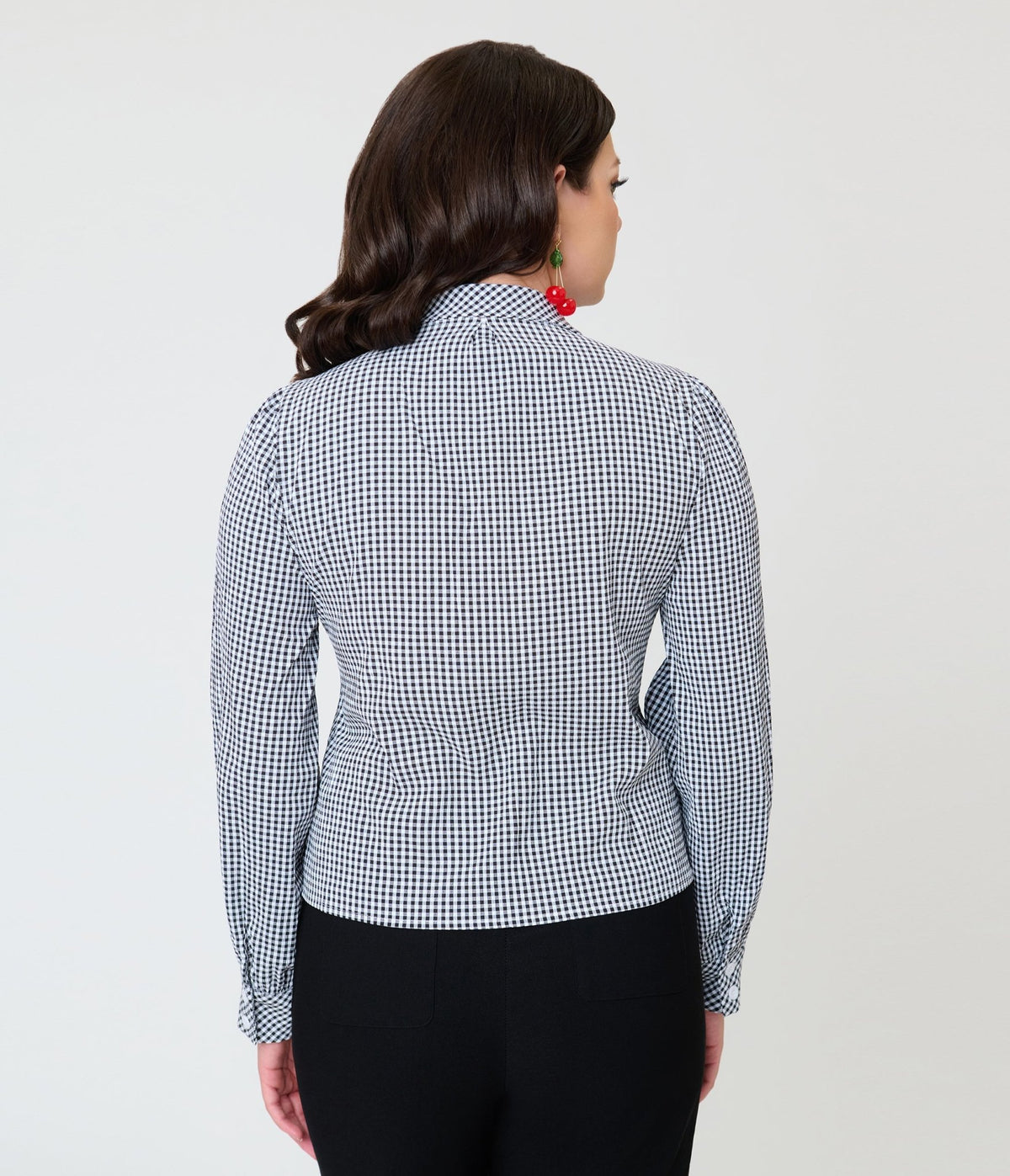 Black & White Gingham 1940s Collared Blouse - Unique Vintage - Womens, TOPS, SHIRTS