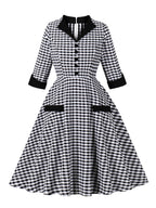 Black & White Gingham Swing Dress - Unique Vintage - Womens, DRESSES, SWING