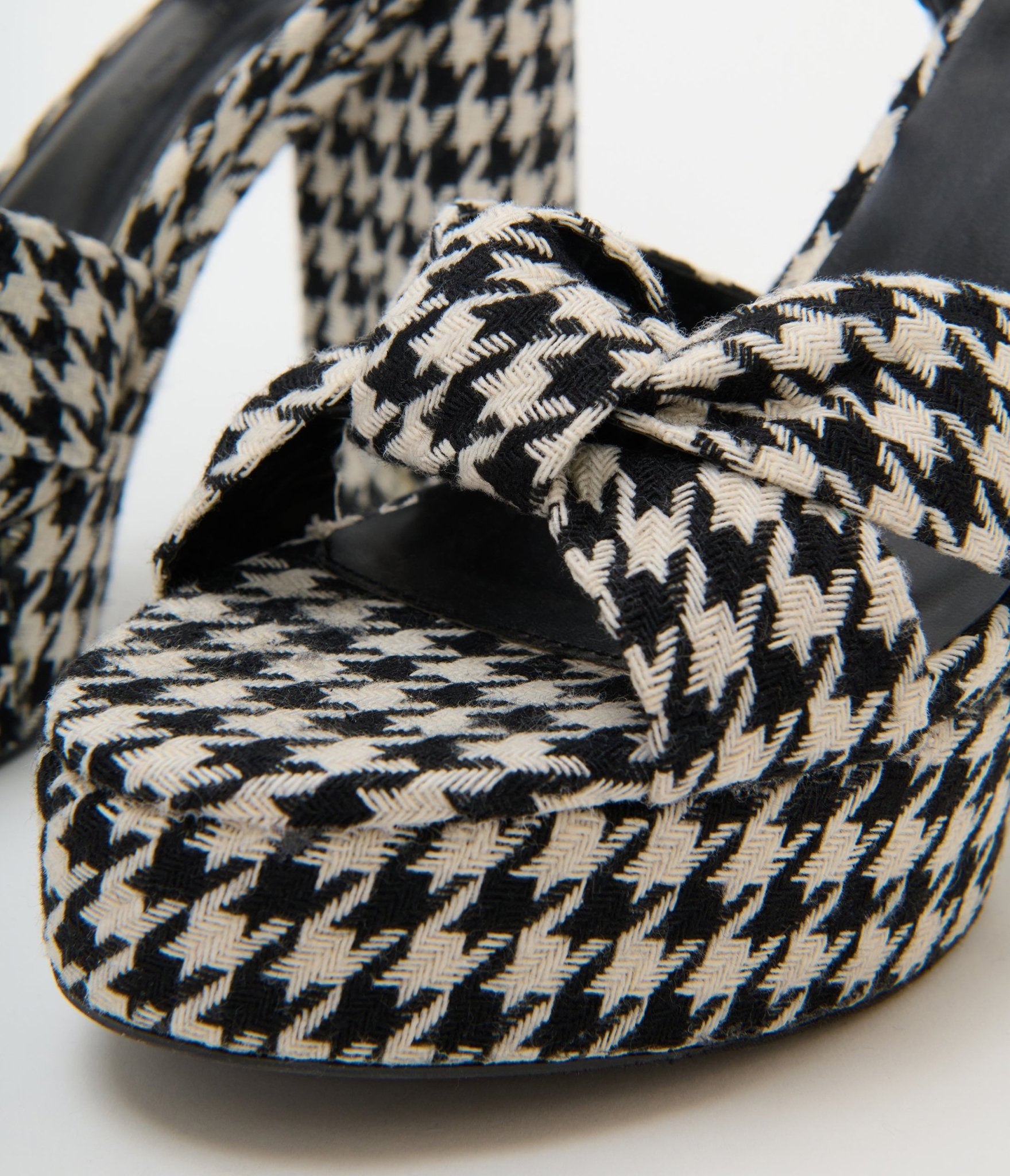 Black & White Houndstooth Platform Heels - Unique Vintage - Womens, SHOES, HEELS