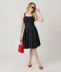 Black & White Polka Dot Sleeveless Fit & Flare Dress
