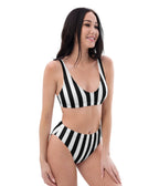 Black & White Stripe High Waist Swim Set - Unique Vintage - Womens, SWIM, 2 PC