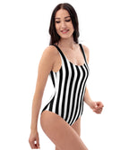 Black & White Stripe One - Piece Swimsuit - Unique Vintage - Womens, SWIM, 1 PC