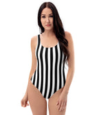 Black & White Stripe One - Piece Swimsuit - Unique Vintage - Womens, SWIM, 1 PC