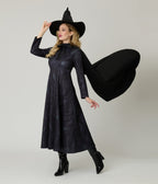 Black Wickedly Witch Midi Dress & Cape - Unique Vintage - Womens, HALLOWEEN, DRESSES