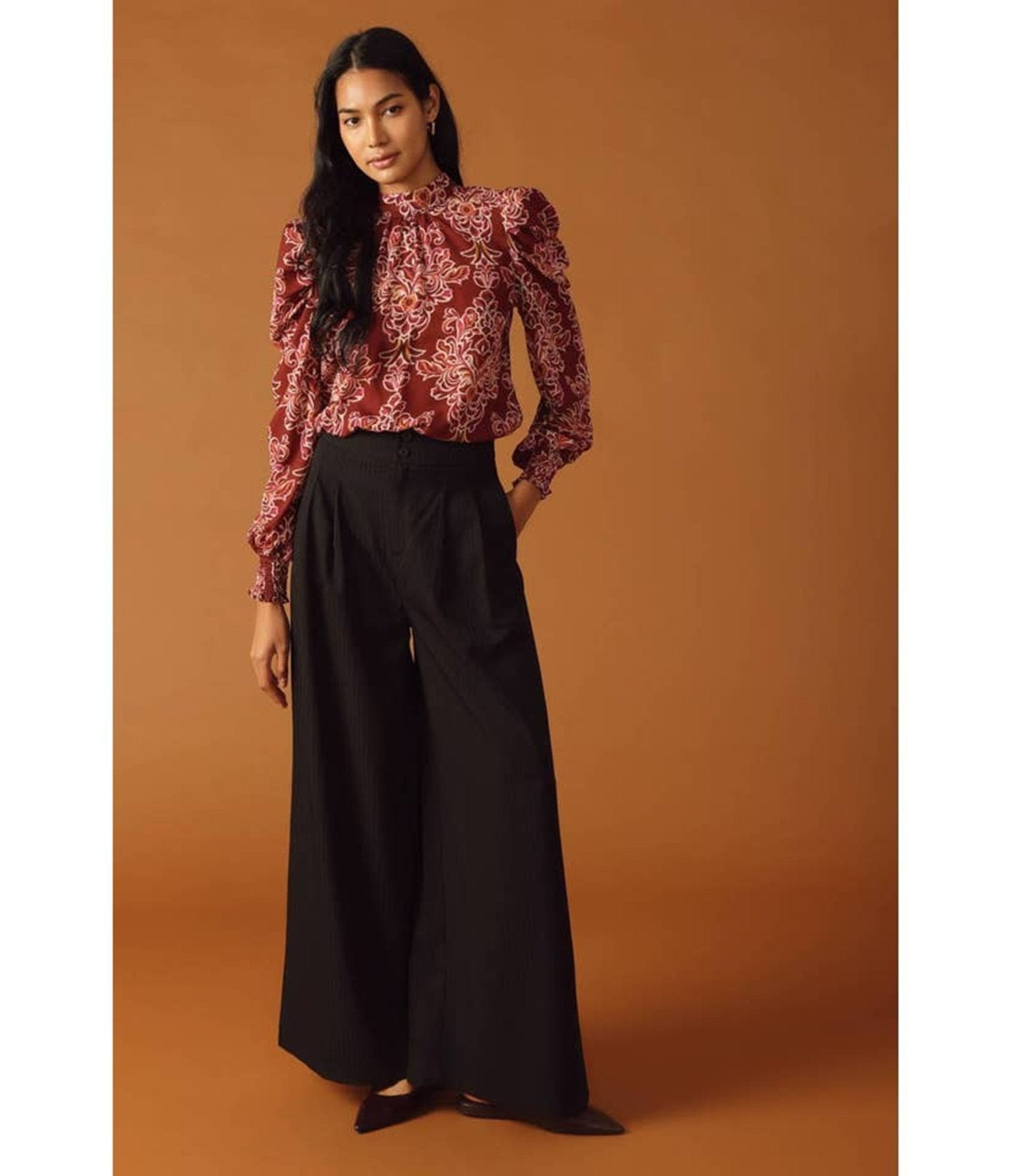 Black Wide Leg Pants - Unique Vintage - Womens, BOTTOMS, PANTS