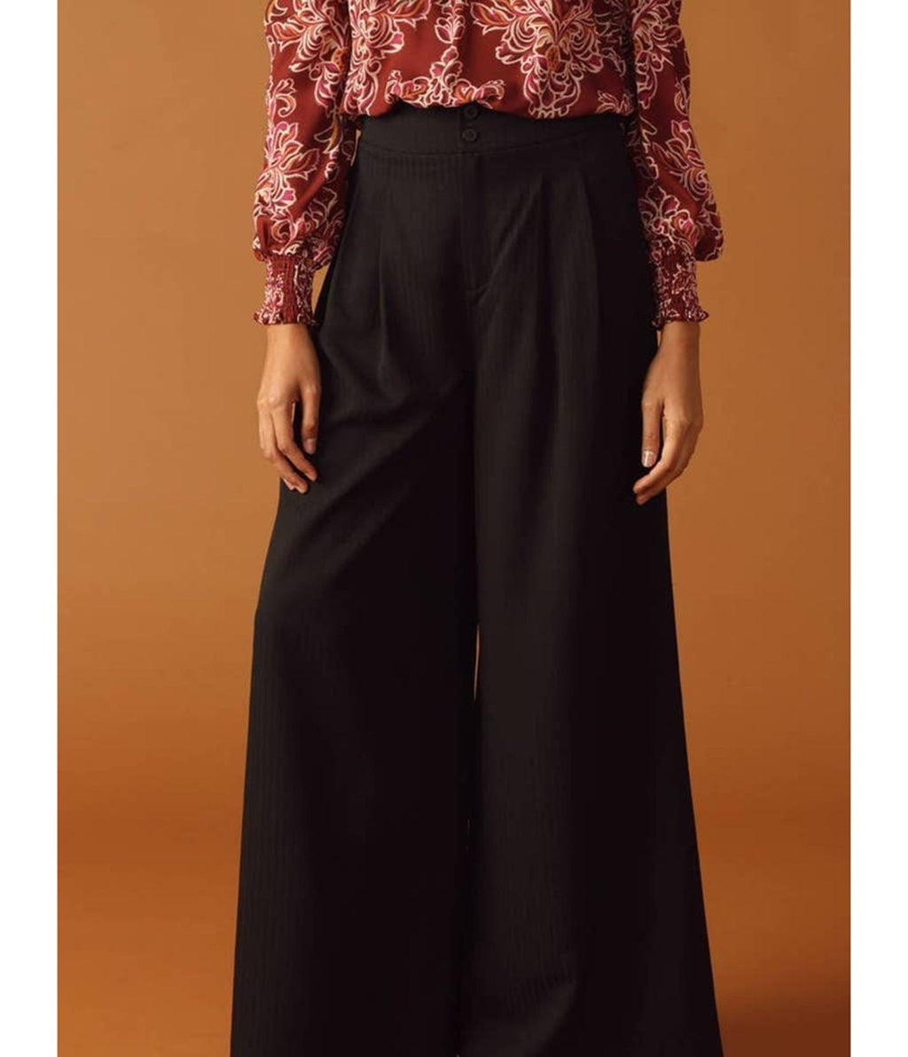 Black Wide Leg Pants - Unique Vintage - Womens, BOTTOMS, PANTS