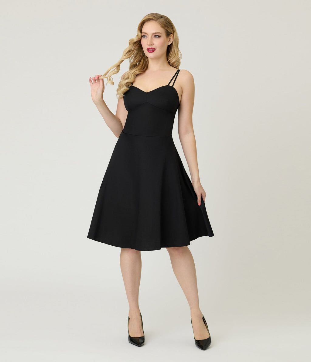 Black Widow Cape Swing Dress - Unique Vintage - Womens, DRESSES, FIT AND FLARE