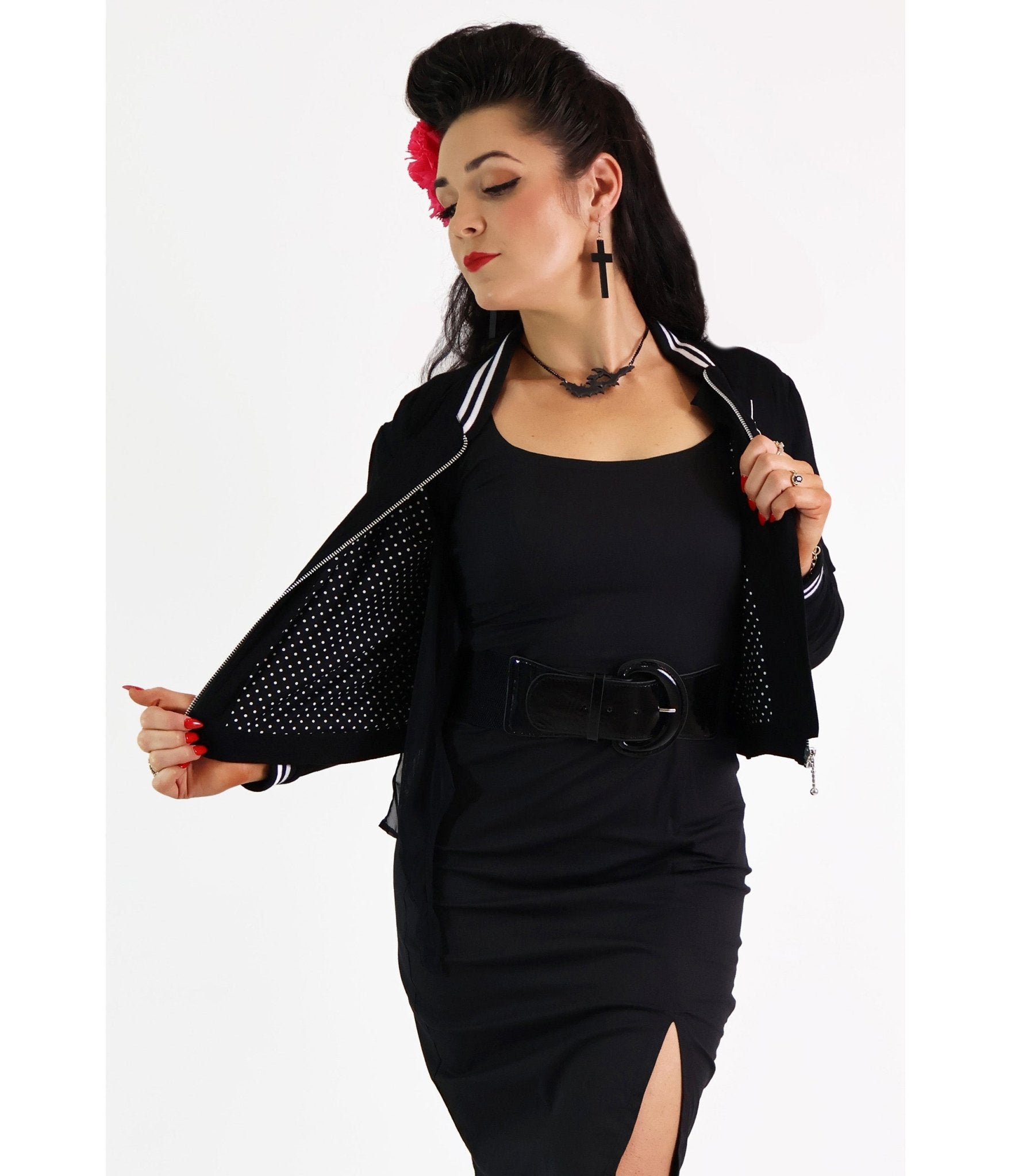 Black Widow Spiderweb Jacket - Unique Vintage - Womens, TOPS, OUTERWEAR