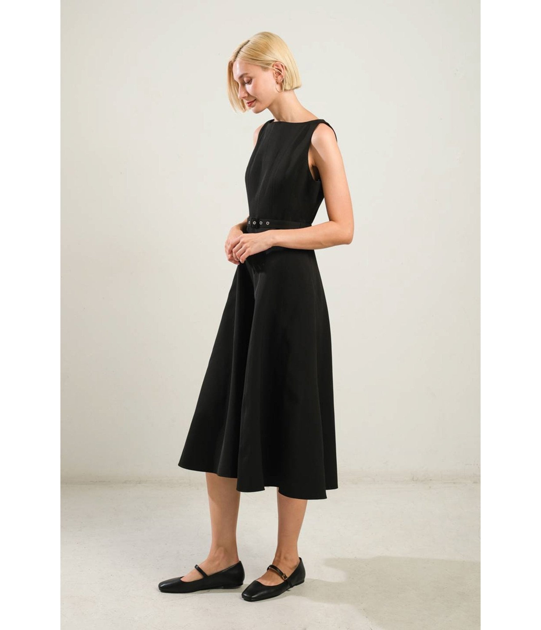 Black Woven Midi Dress - Unique Vintage - Womens, DRESSES, MIDI