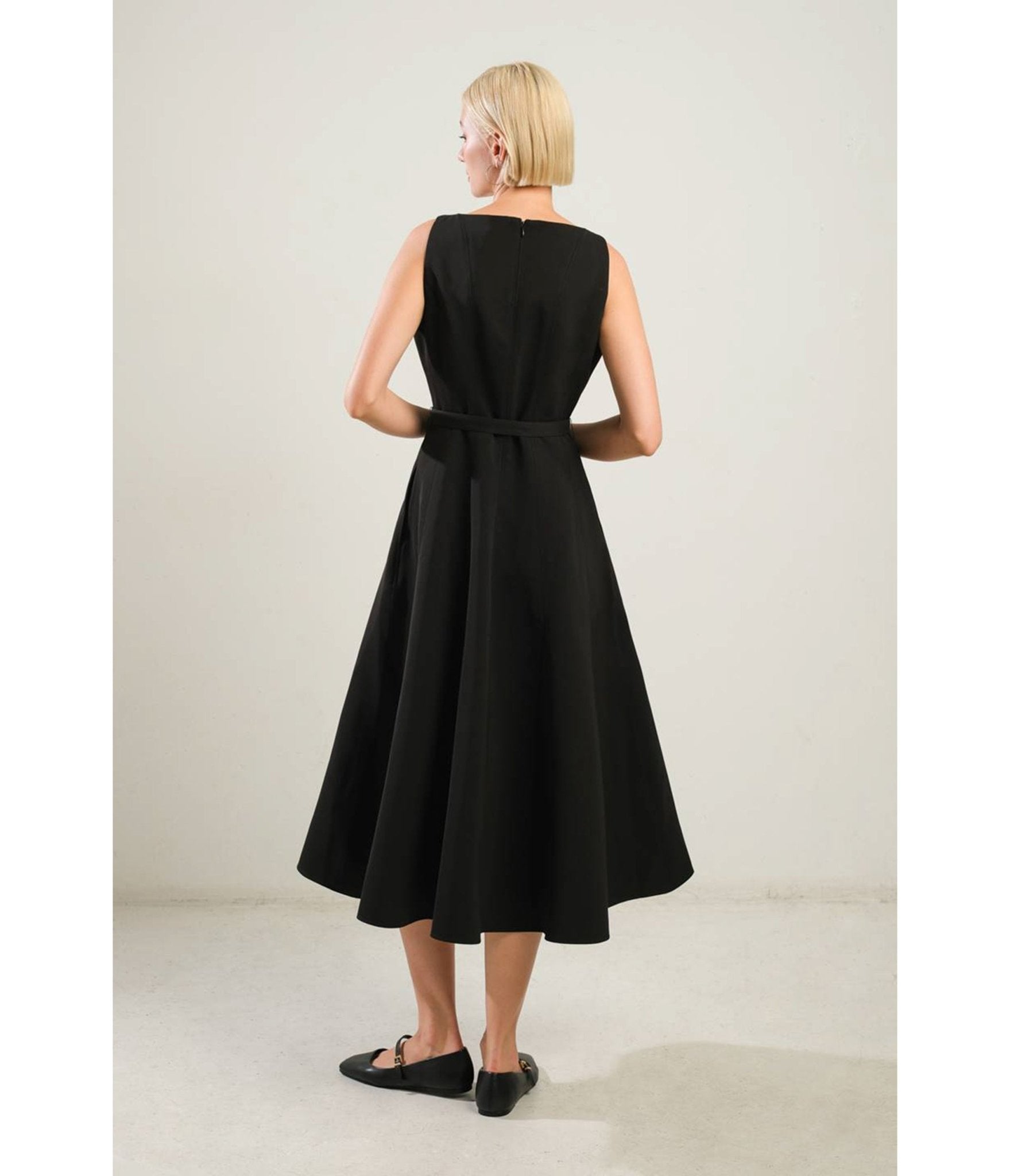 Black Woven Midi Dress - Unique Vintage - Womens, DRESSES, MIDI