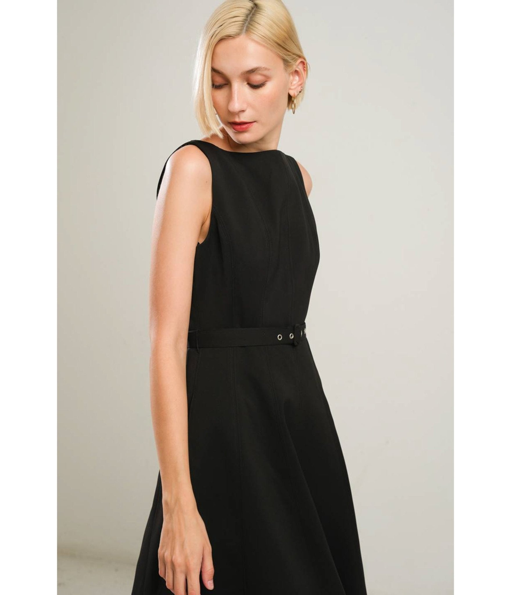 Black Woven Midi Dress - Unique Vintage - Womens, DRESSES, MIDI