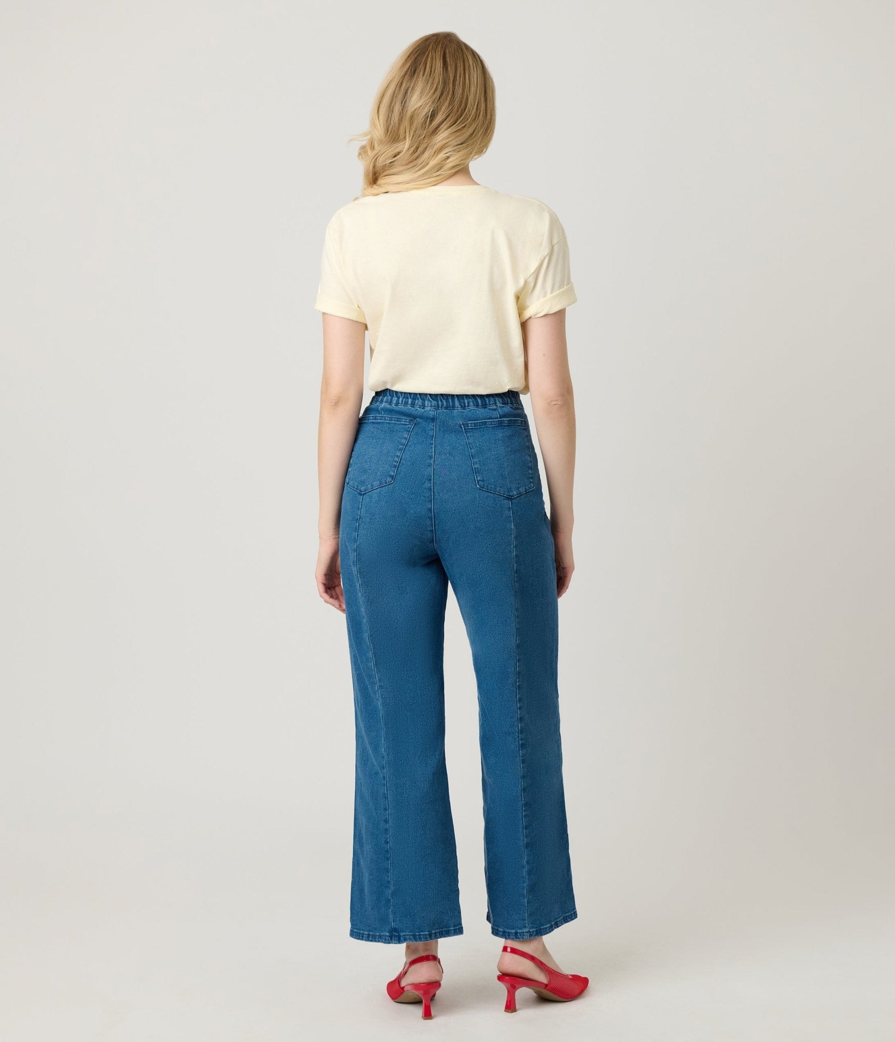 Blue Denim High Waisted Sailor Jeans - Unique Vintage - Womens, BOTTOMS, PANTS