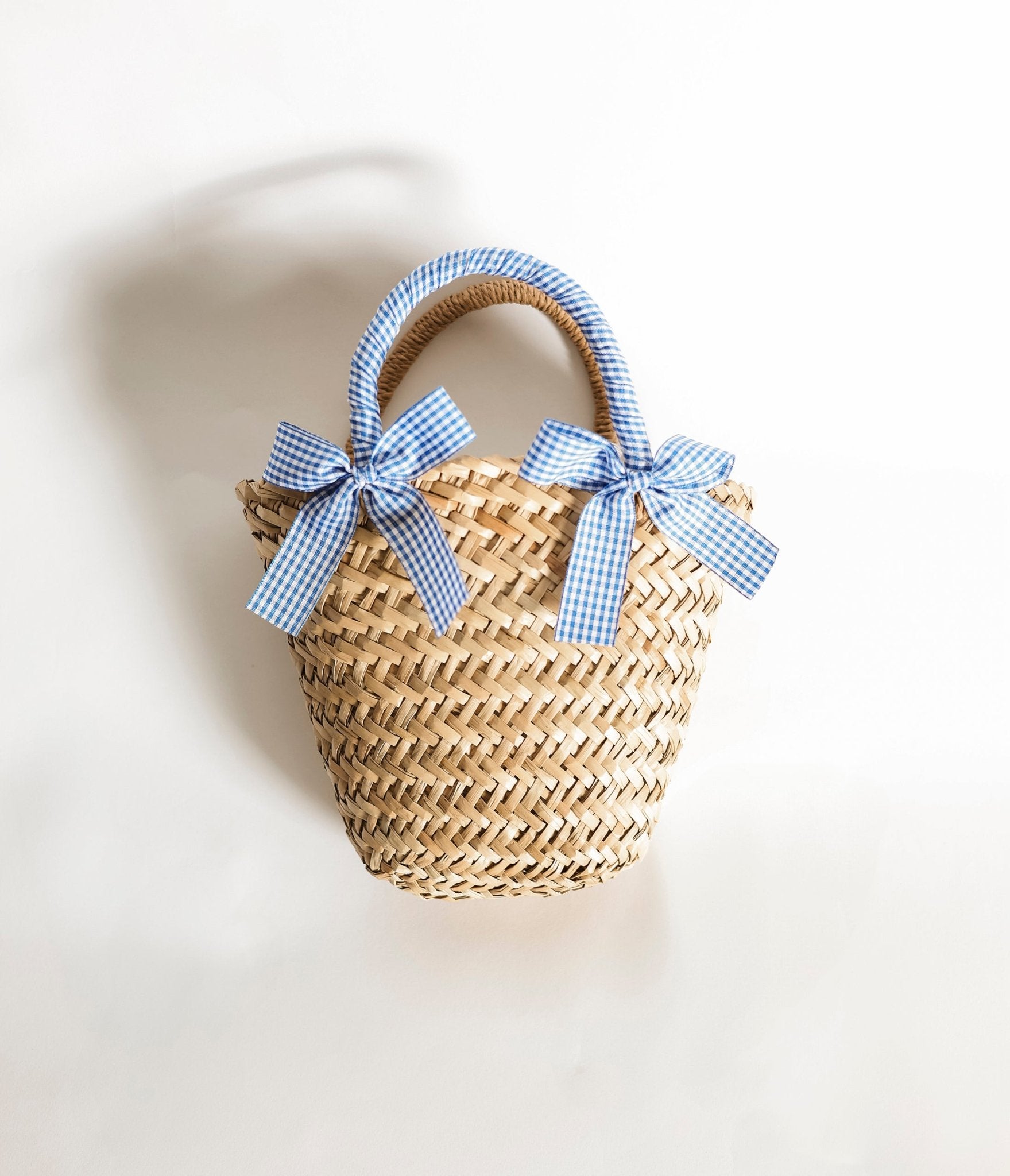 Blue Gingham Finley Straw Handbag - Unique Vintage - Womens, ACCESSORIES, HANDBAGS