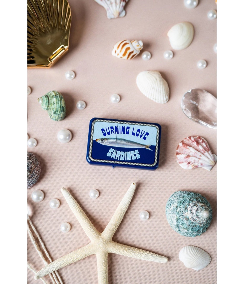 Blue Sardines in Love Refillable Metal Lighter - Unique Vintage - Lighter
