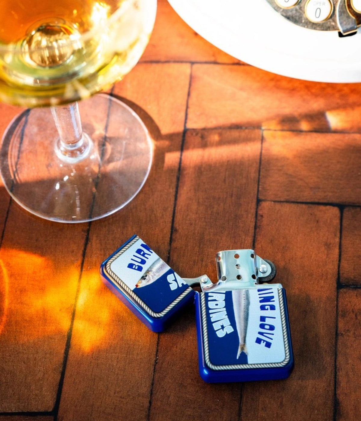 Blue Sardines in Love Refillable Metal Lighter - Unique Vintage - Lighter