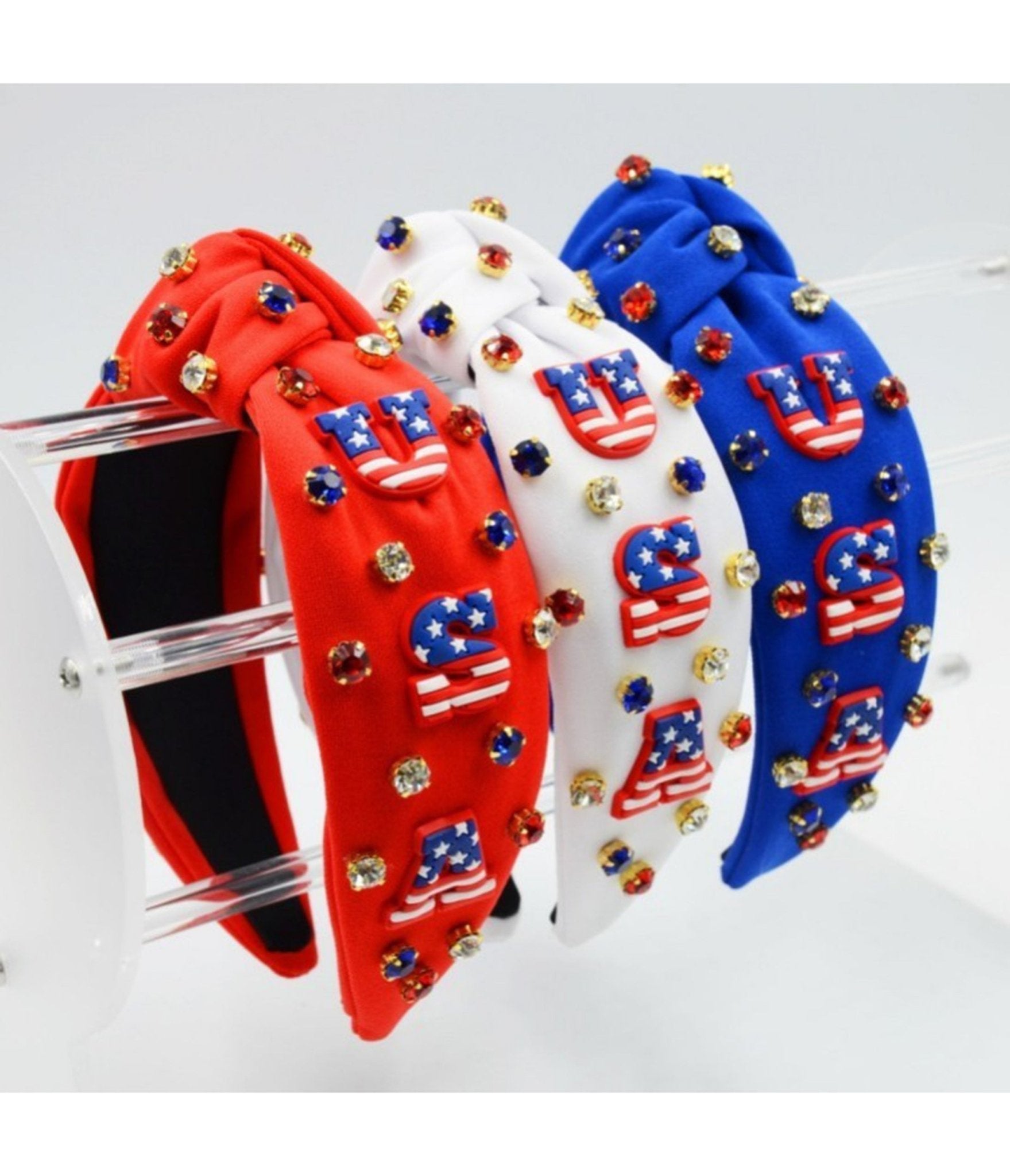 Blue USA Rhinestone Headband - Unique Vintage - Womens, ACCESSORIES, HAIR