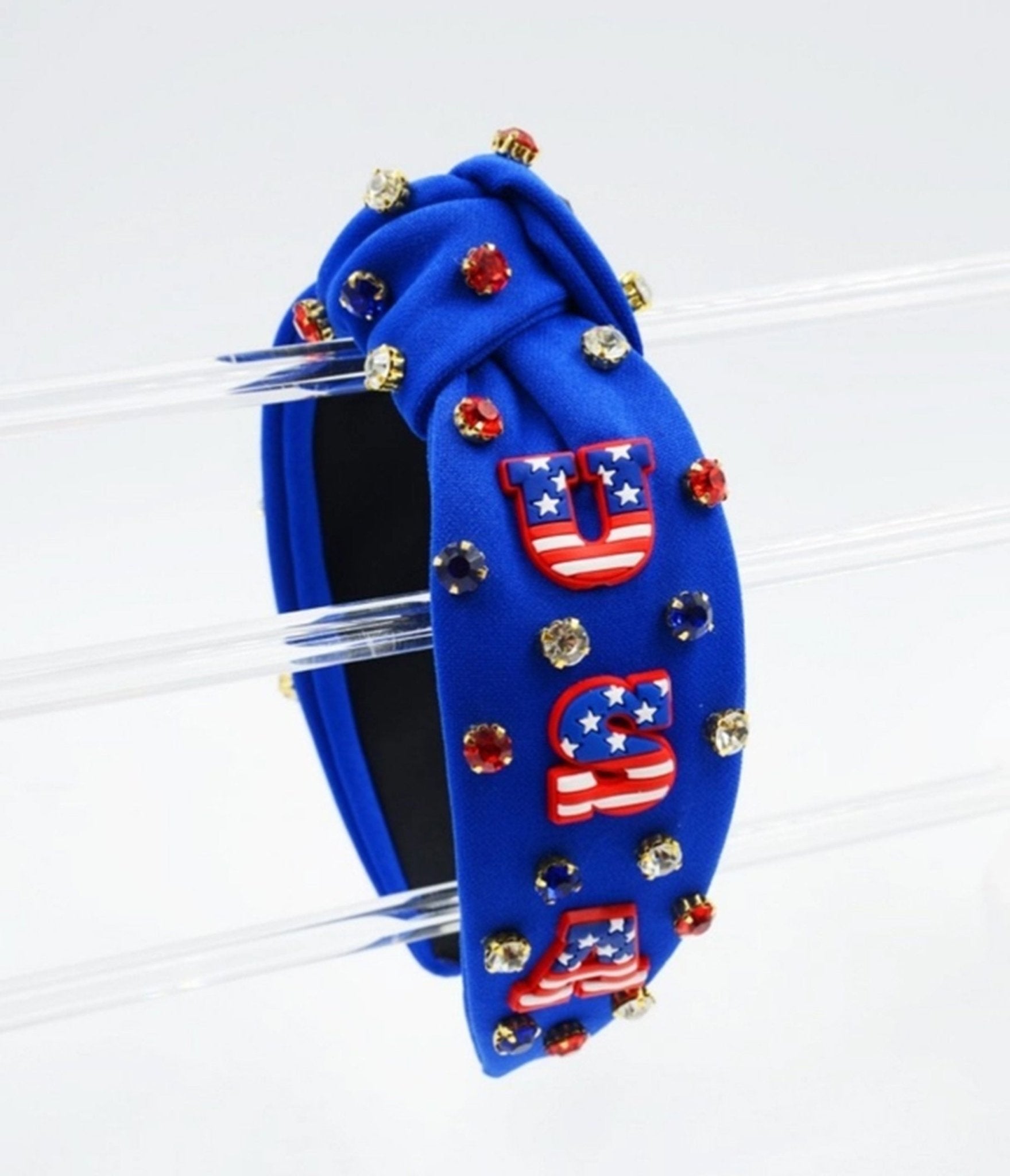 Blue USA Rhinestone Headband - Unique Vintage - Womens, ACCESSORIES, HAIR