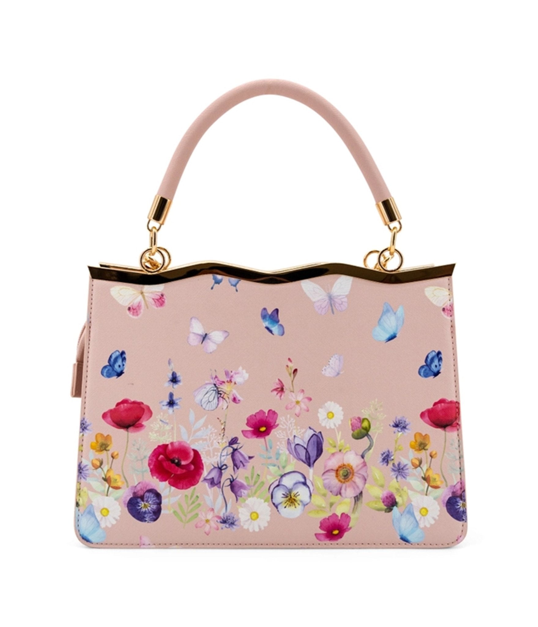 Blush Pink Floral Leatherette Handbag - Unique Vintage - Womens, ACCESSORIES, HANDBAGS