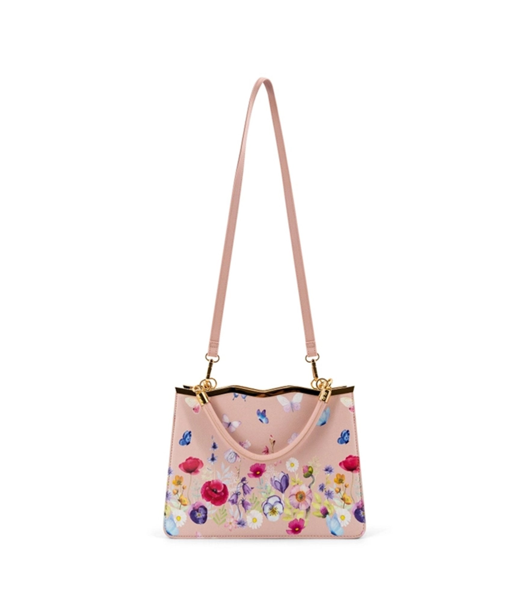 Blush Pink Floral Leatherette Handbag - Unique Vintage - Womens, ACCESSORIES, HANDBAGS