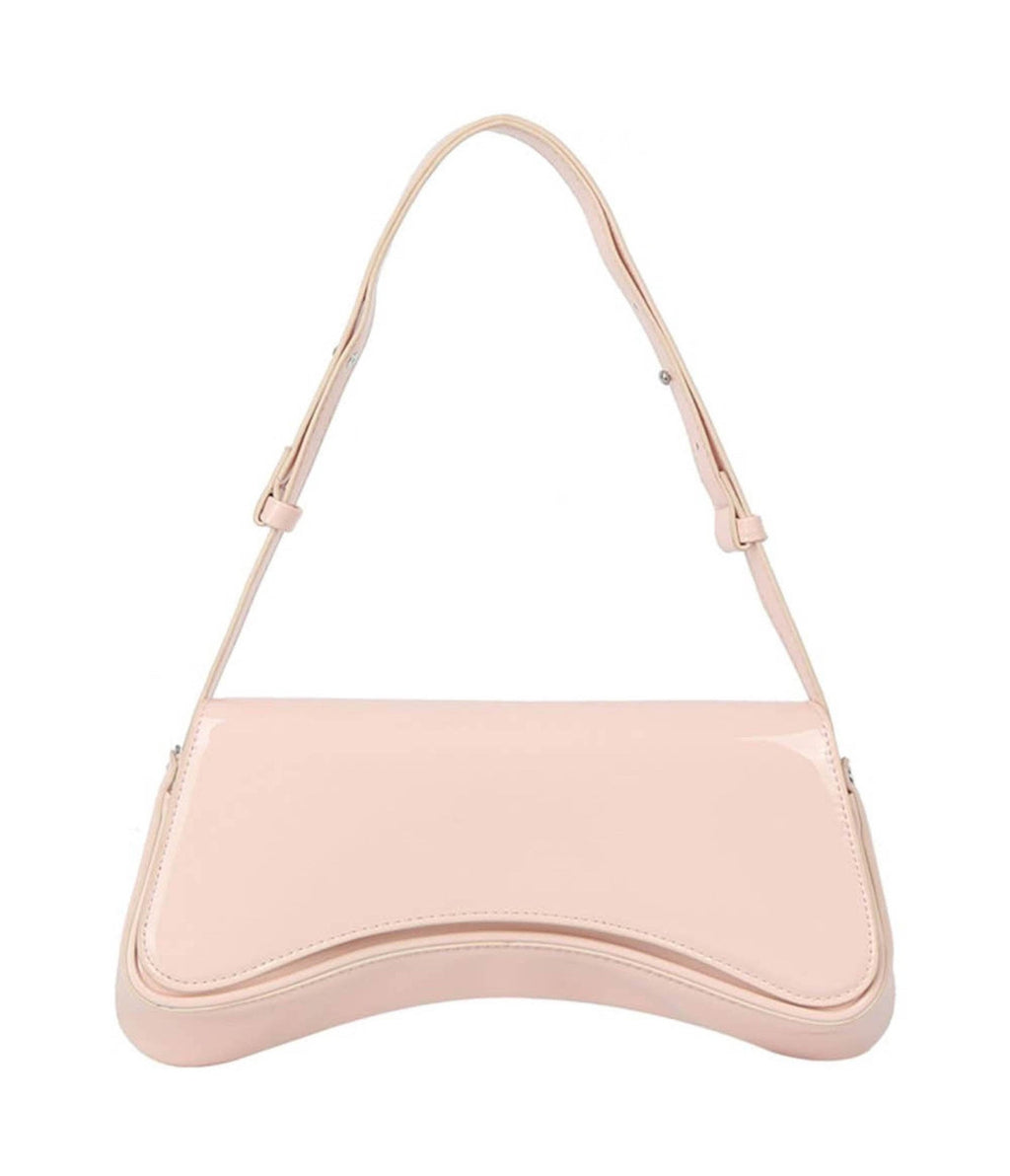 Blush Pink Leatherette Curved Silhouette Bag - Unique Vintage - Womens, ACCESSORIES, HANDBAGS