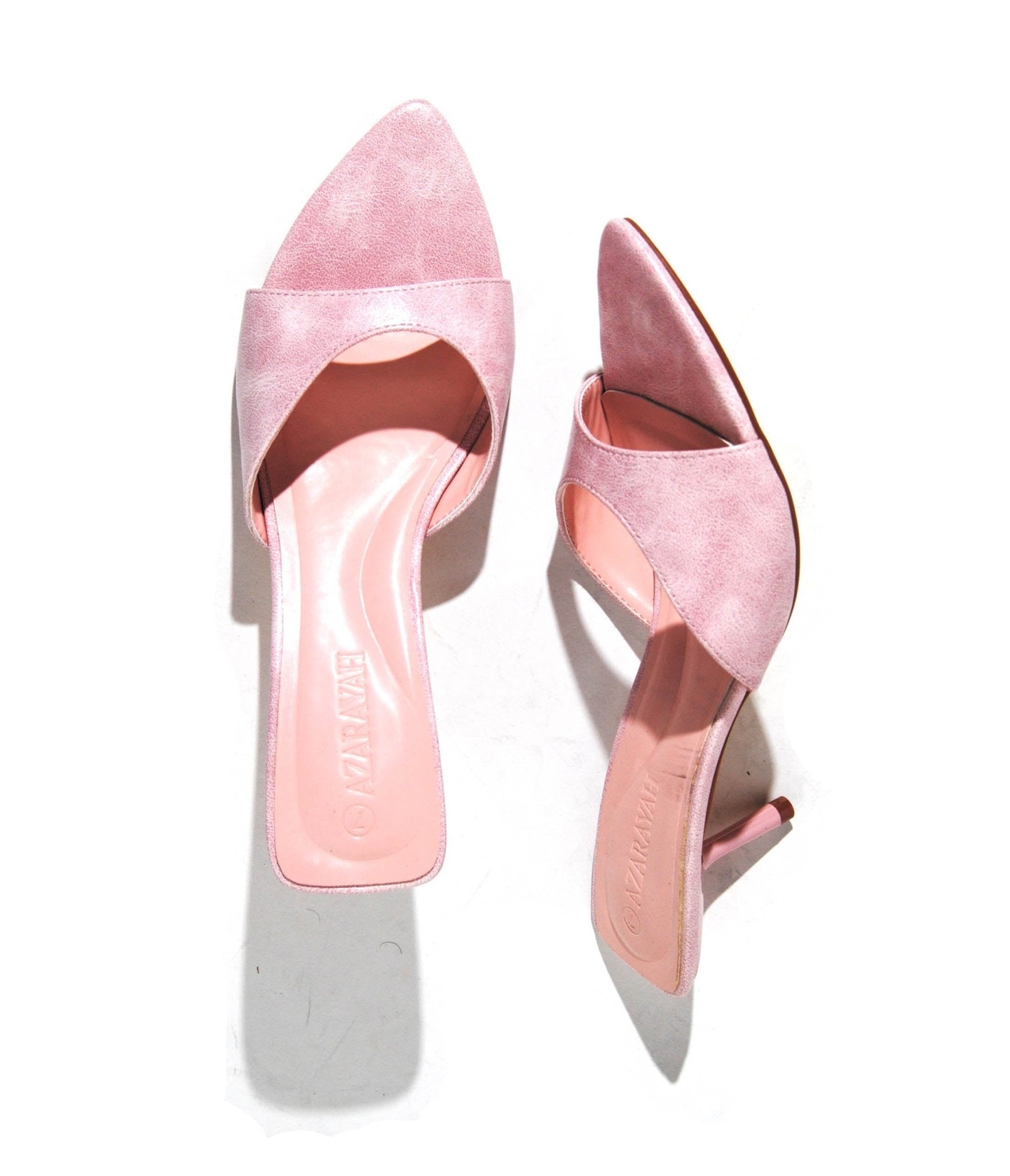 Blush Pink Suede Kitten Heels - Unique Vintage - Womens, SHOES, HEELS