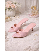 Blush Pink Suede Kitten Heels - Unique Vintage - Womens, SHOES, HEELS