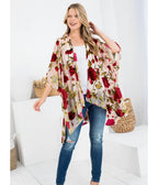 Blush Rose Print Kimono - Unique Vintage - Womens, ACCESSORIES, SLIPS