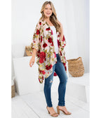 Blush Rose Print Kimono - Unique Vintage - Womens, ACCESSORIES, SLIPS