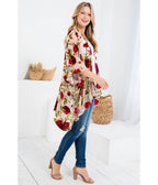 Blush Rose Print Kimono - Unique Vintage - Womens, ACCESSORIES, SLIPS