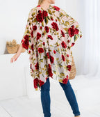 Blush Rose Print Kimono - Unique Vintage - Womens, ACCESSORIES, SLIPS