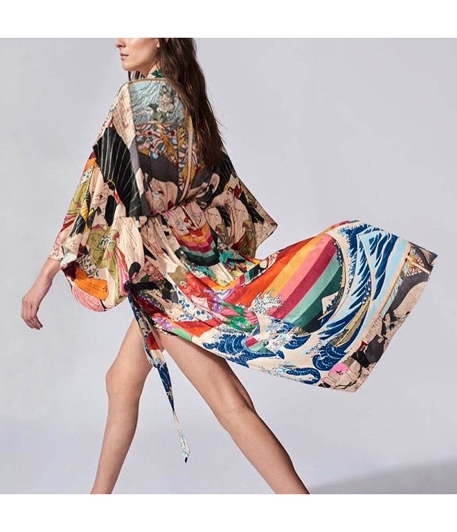 Bohemian Printed Resort Kimono - Unique Vintage - Womens, SWIM, COVERUPS