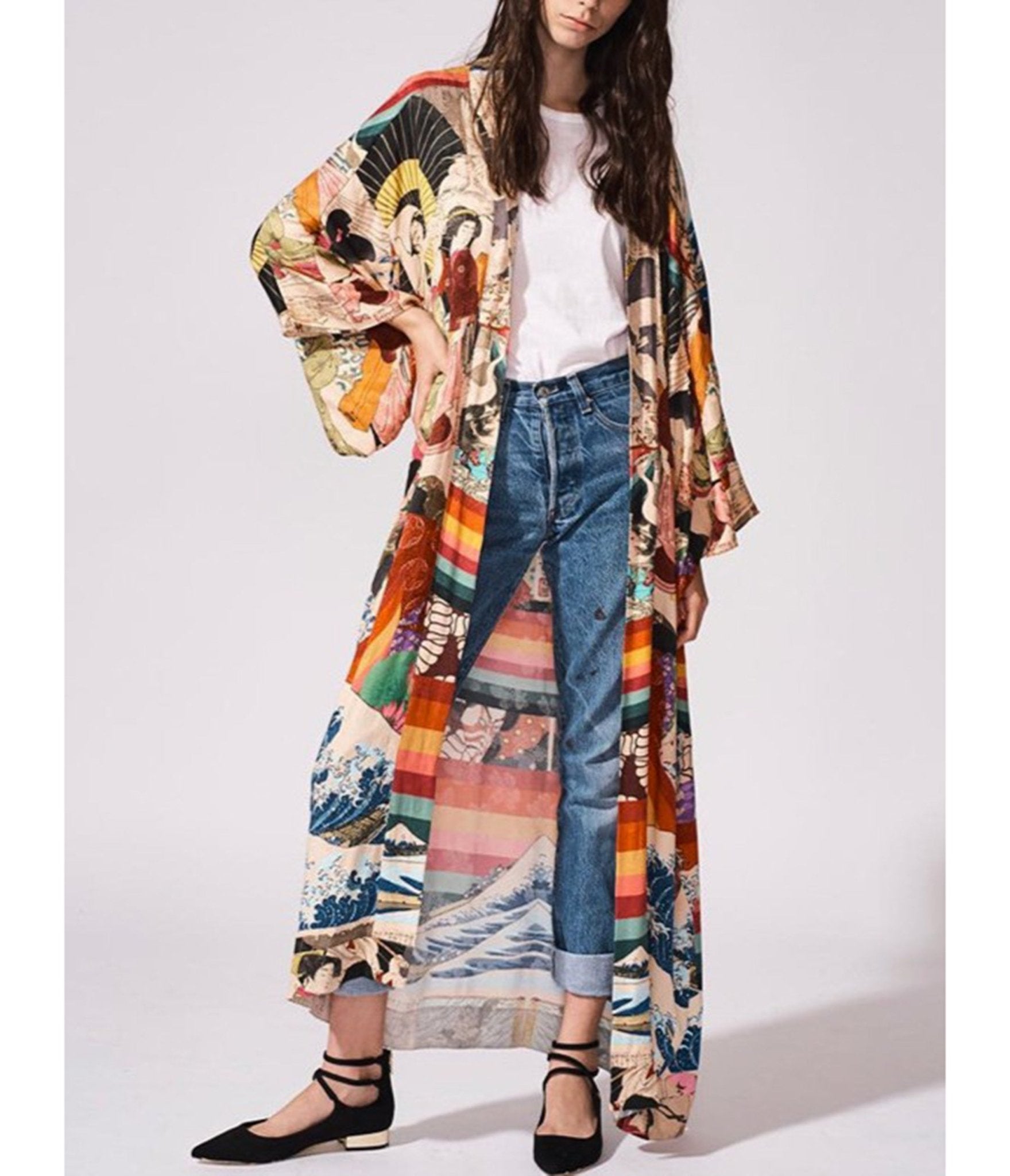 Bohemian Printed Resort Kimono - Unique Vintage - Womens, SWIM, COVERUPS