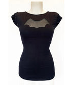 Bonsai Kitten Black Bat Cutout Top - Unique Vintage - Womens, TOPS, WOVEN TOPS