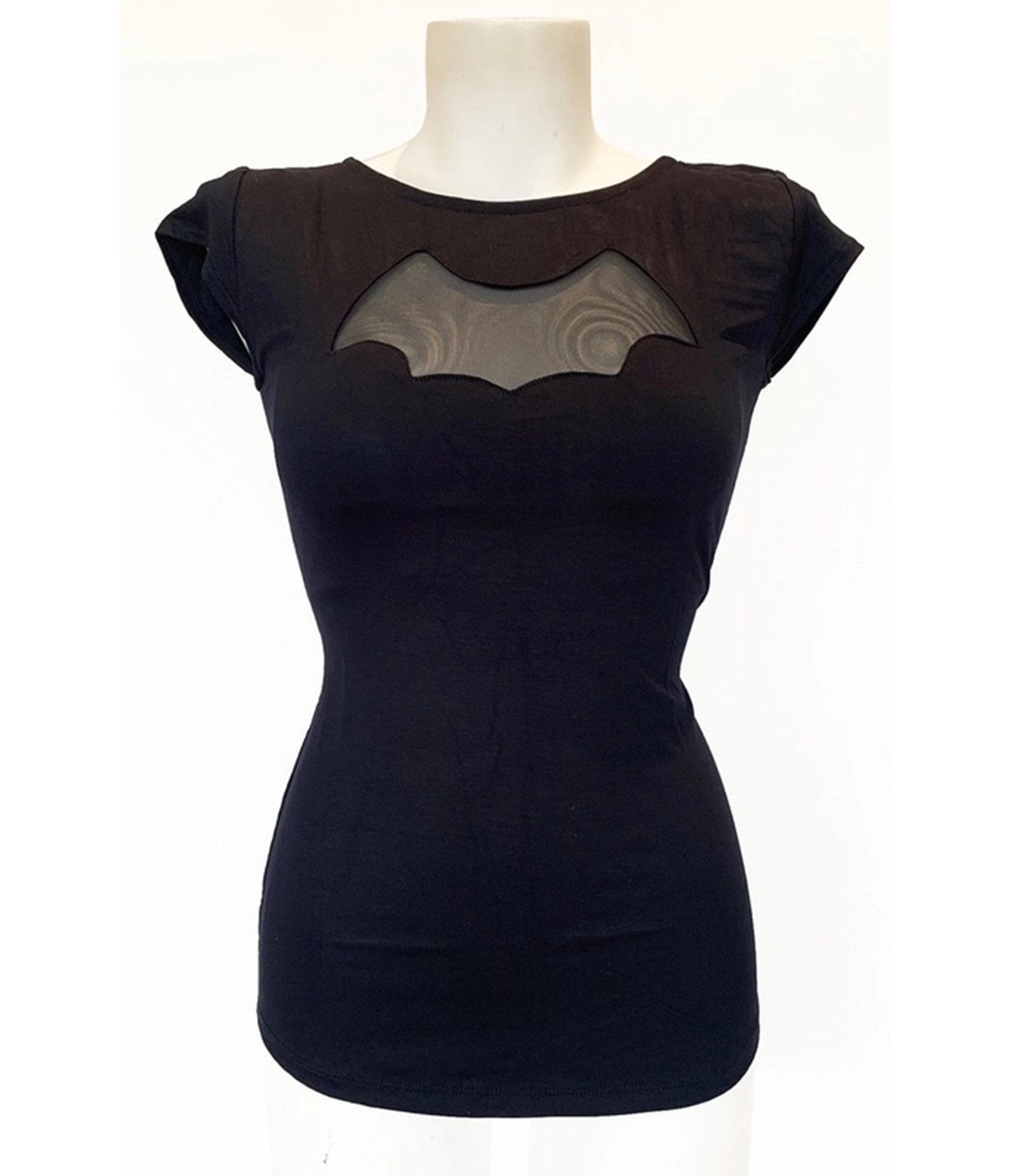 Bonsai Kitten Black Bat Cutout Top - Unique Vintage - Womens, TOPS, WOVEN TOPS