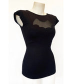 Bonsai Kitten Black Bat Cutout Top - Unique Vintage - Womens, TOPS, WOVEN TOPS