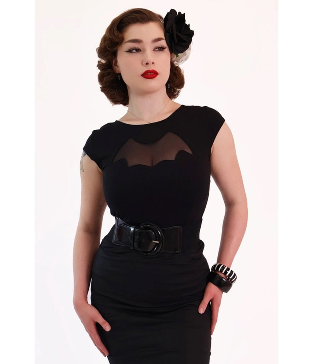 Bonsai Kitten Black Bat Cutout Top - Unique Vintage - Womens, TOPS, WOVEN TOPS