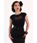Bonsai Kitten Black Bat Cutout Top - Unique Vintage - Womens, TOPS, WOVEN TOPS