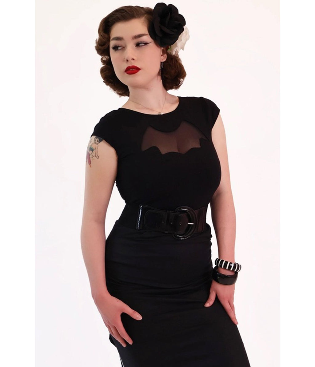 Bonsai Kitten Black Bat Cutout Top - Unique Vintage - Womens, TOPS, WOVEN TOPS