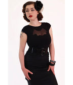 Bonsai Kitten Black Bat Cutout Top - Unique Vintage - Womens, TOPS, WOVEN TOPS