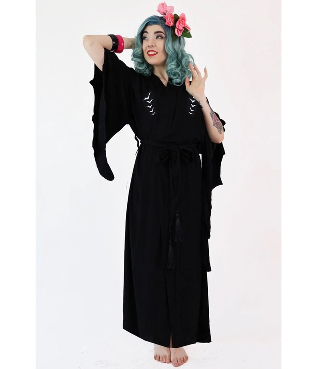 Bonsai Kitten Black Bat Kimono - Unique Vintage - Womens, ACCESSORIES, HOSIERY