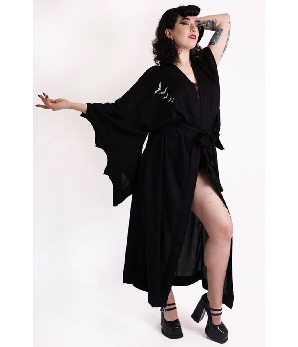 Bonsai Kitten Black Bat Kimono - Unique Vintage - Womens, ACCESSORIES, HOSIERY