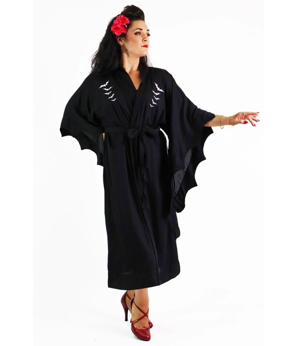 Bonsai Kitten Black Bat Kimono - Unique Vintage - Womens, ACCESSORIES, HOSIERY