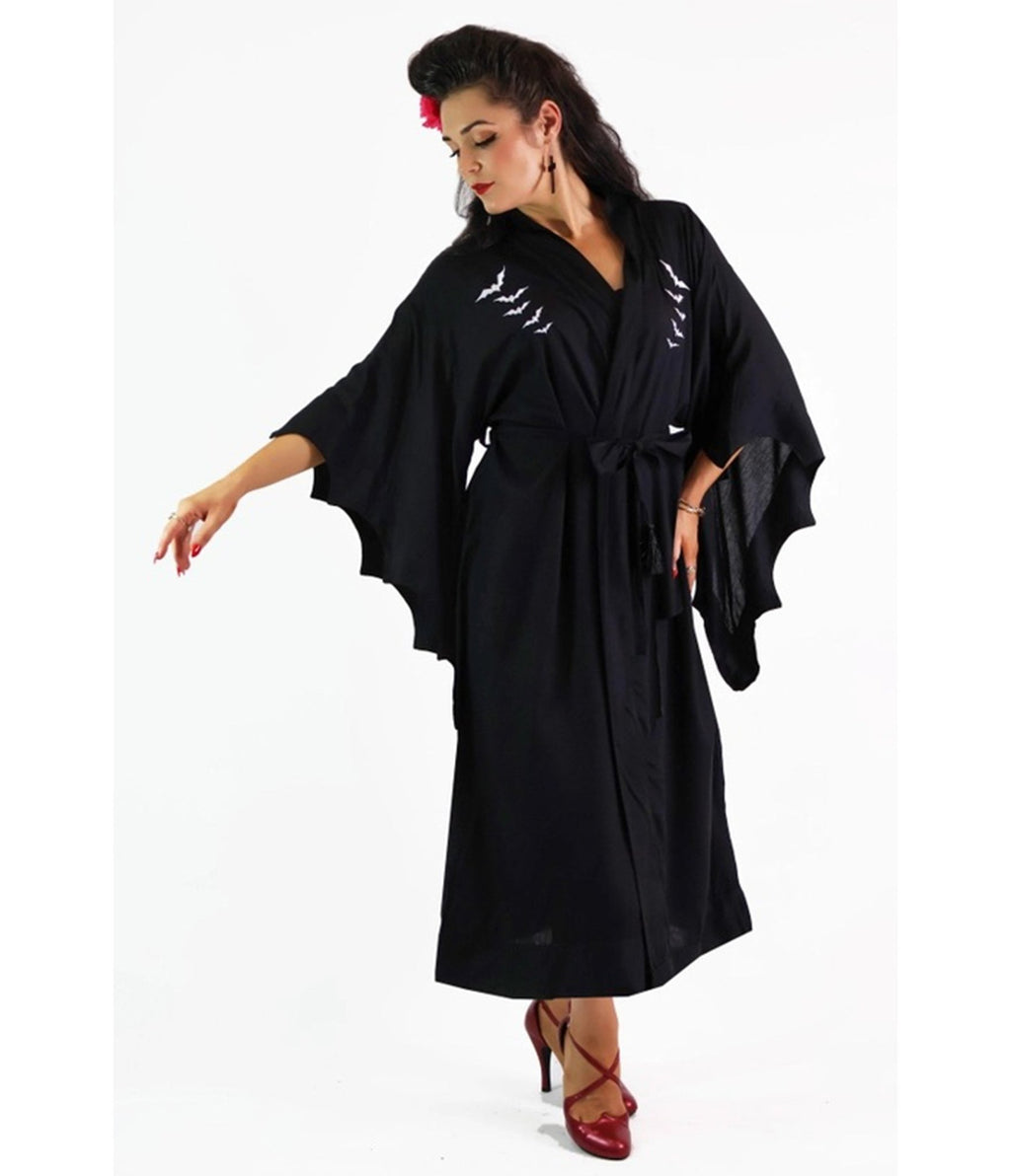 Bonsai Kitten Black Bat Kimono - Unique Vintage - Womens, ACCESSORIES, HOSIERY