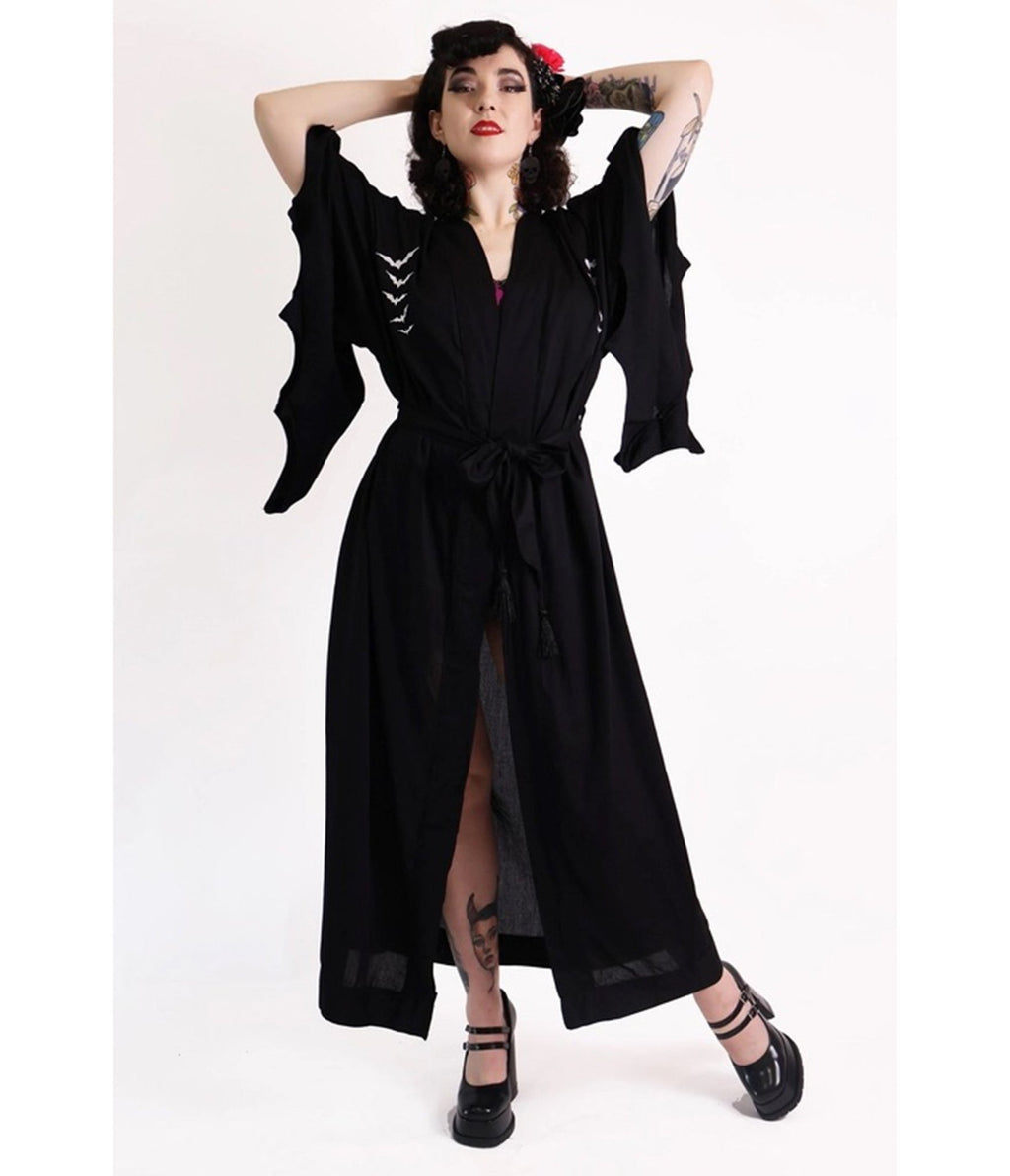 Bonsai Kitten Black Bat Kimono - Unique Vintage - Womens, ACCESSORIES, HOSIERY
