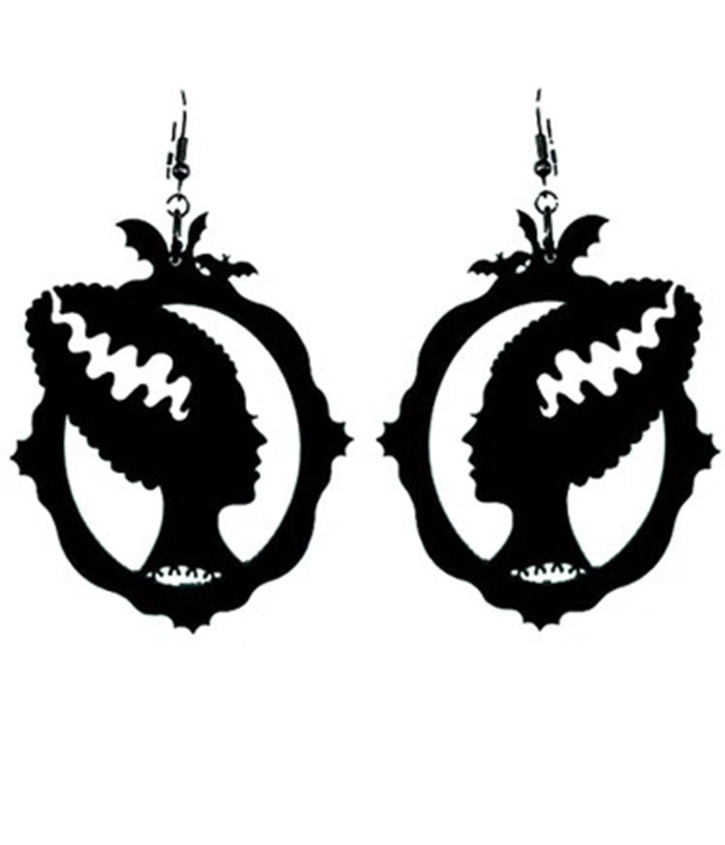 Bonsai Kitten Black Bride of Frankenstein Earrings - Unique Vintage - Womens, ACCESSORIES, HOSIERY