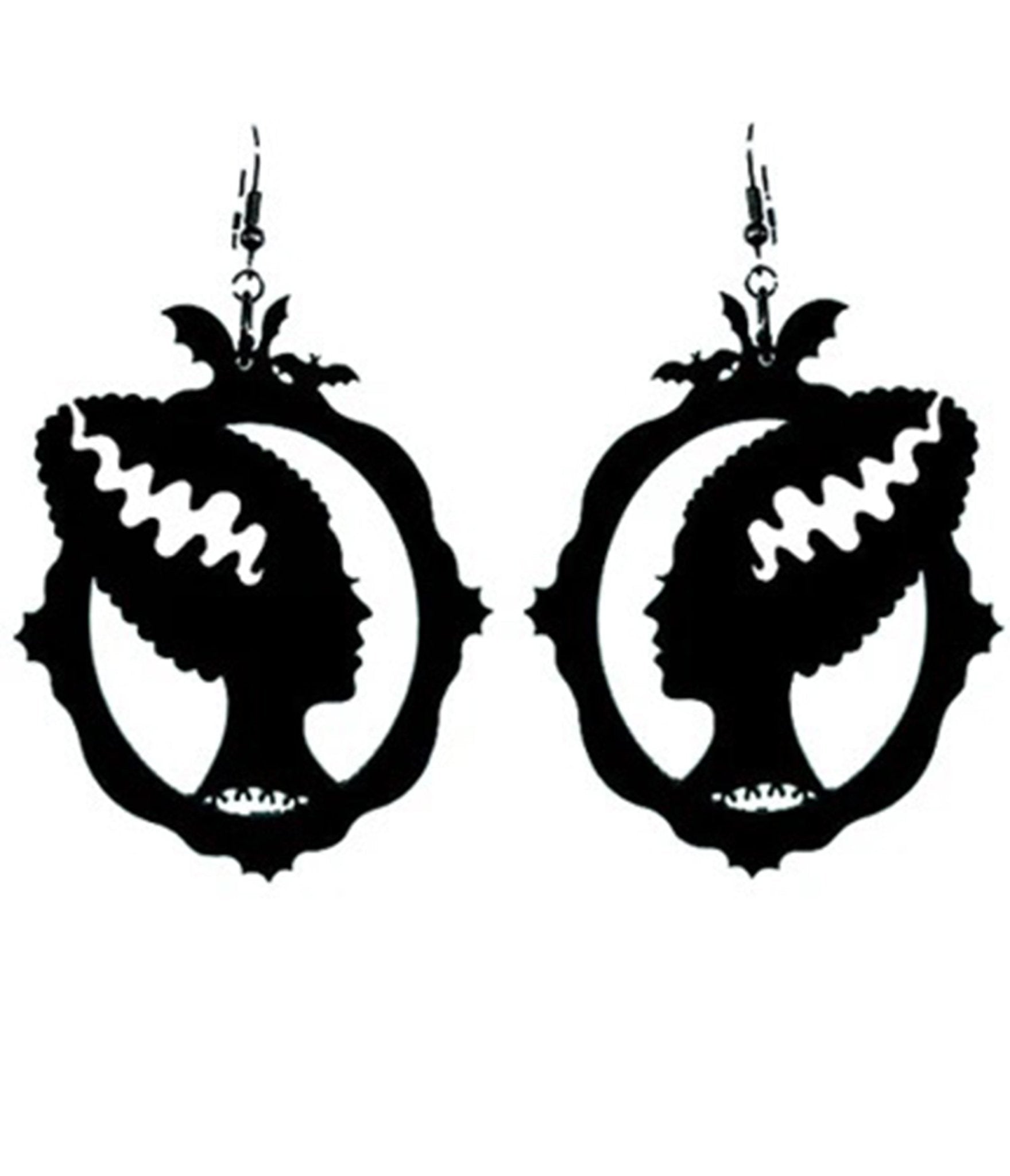 Bonsai Kitten Black Bride of Frankenstein Earrings - Unique Vintage - Womens, ACCESSORIES, HOSIERY