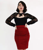 Bonsai Kitten Black Lace Long Sleeve Top - Unique Vintage - Womens, TOPS, WOVEN TOPS