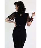 Bonsai Kitten Black Rose Lace Short Sleeve Top - Unique Vintage - Womens, TOPS, WOVEN TOPS